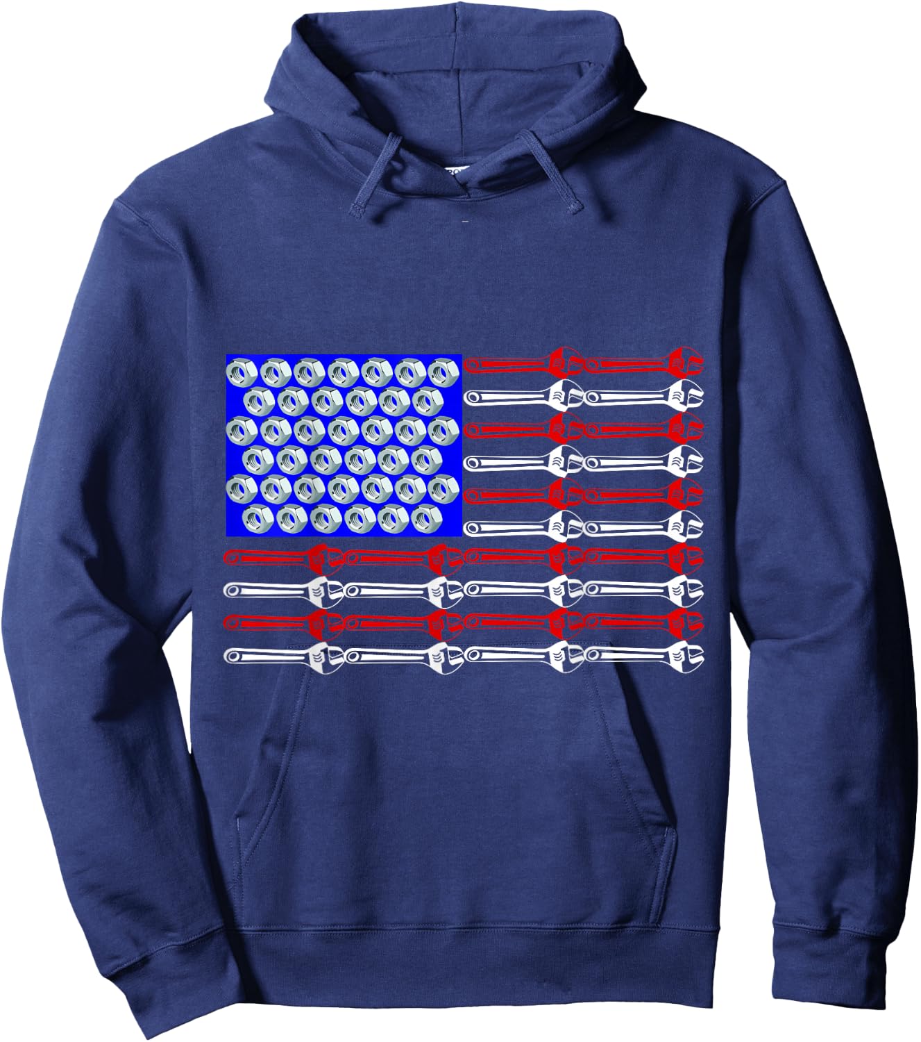Mechanic Proud American Patriotic USA Flag of Tools Hoodie - Hoodie | Navy