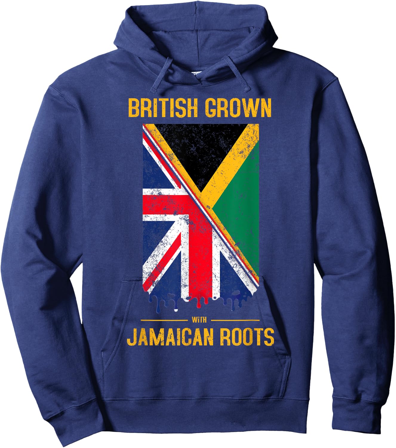 Jamaican Flag With Union Jack Design & British Caribbean Hoodie - Hoodie | Navy
