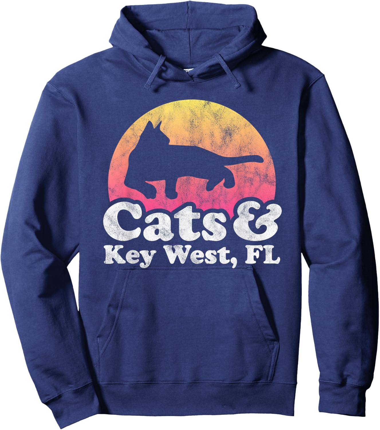 Cats and Key West, FL Men's or Women's Cat and Florida Hoodie - Hoodie | Navy