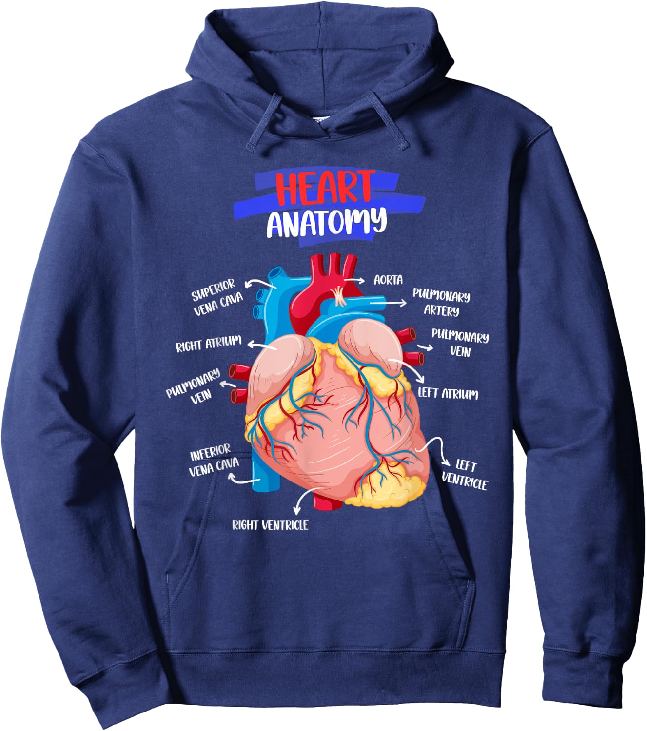 Anatomy Human Heart Anatomical Cardiac Heart Doctor Medical Hoodie - Hoodie | Navy