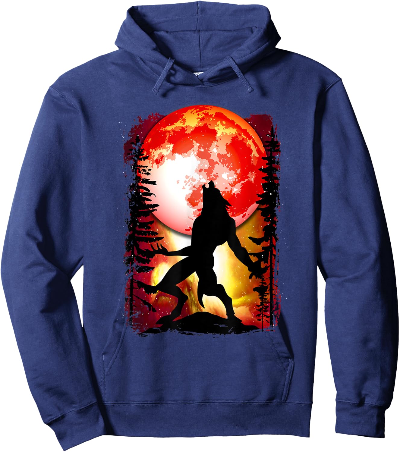 Werewolf Red Blood Full Moon Lycan Horror Halloween Hoodie - Hoodie | Navy