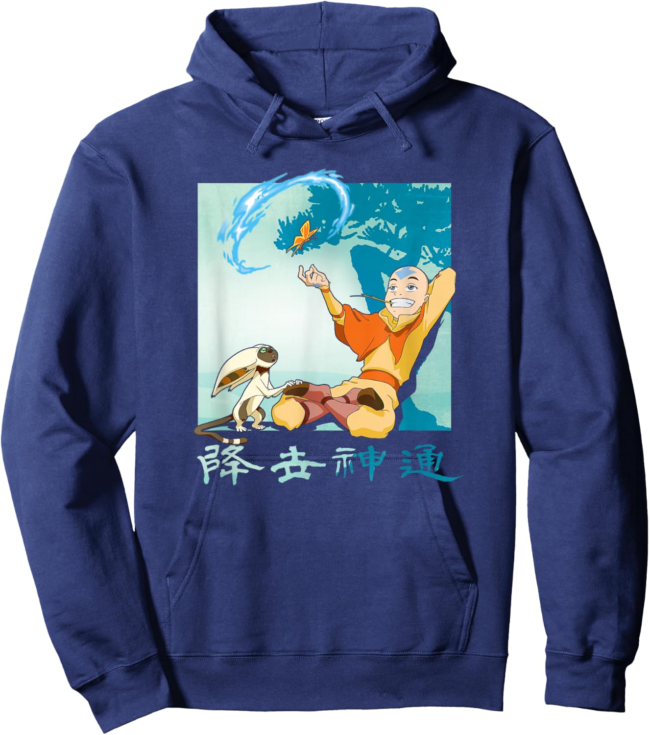 Avatar: The Last Airbender Aang & Momo Magical Power Logo Hoodie - Hoodie | Navy
