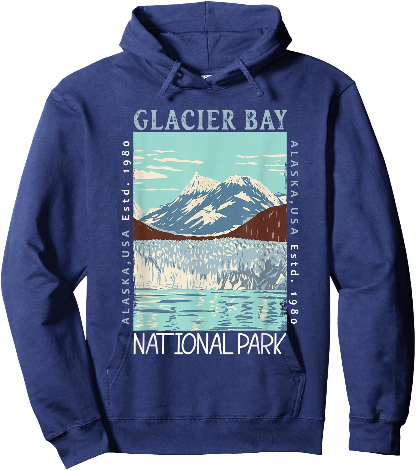 Glacier Bay National Park Alaska Distressed Vintage Hoodie - Hoodie | Navy