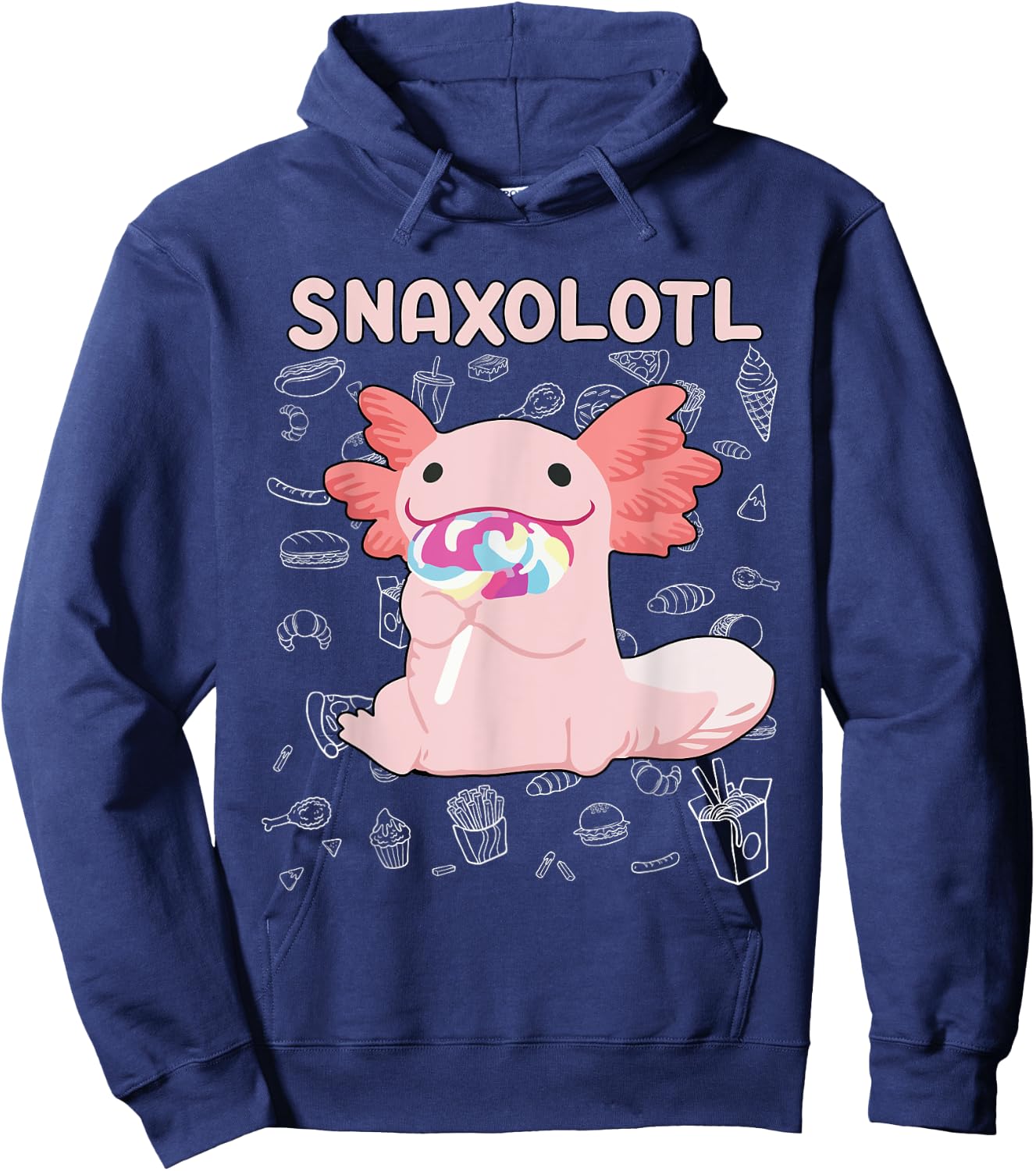Axolotl Sweets Lollipop Snaxolotl Kawaii Axolotl Hoodie - Hoodie | Navy