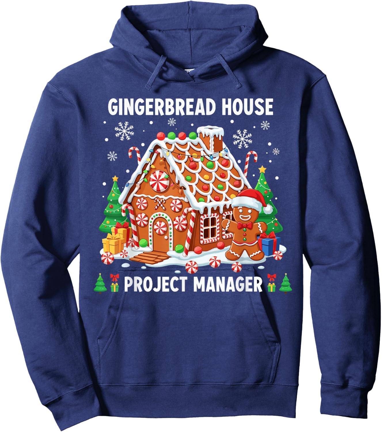 Gingerbread Man Costume, Gingerbread House Project Manager Hoodie - Hoodie | Navy