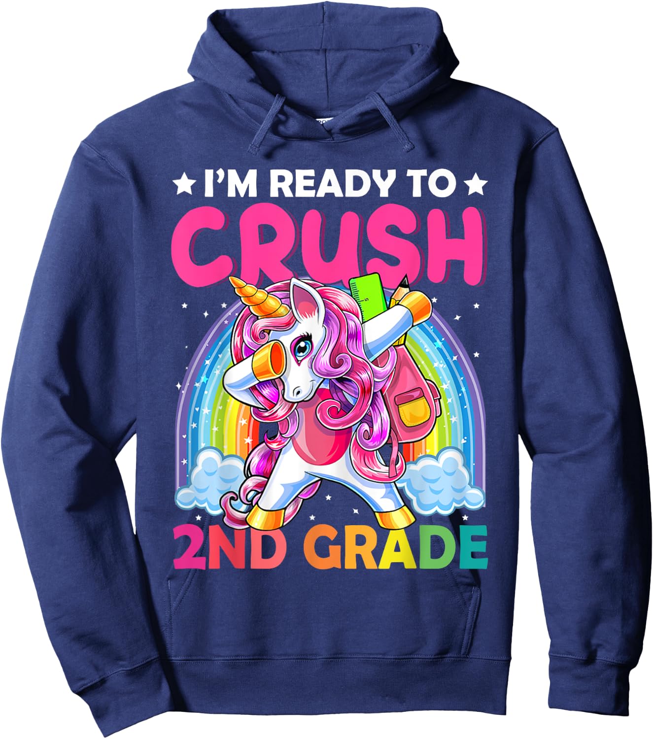 I'm Ready To Crush 2nd Grade Dabbing Unicorn Back to School Hoodie - Hoodie | Navy