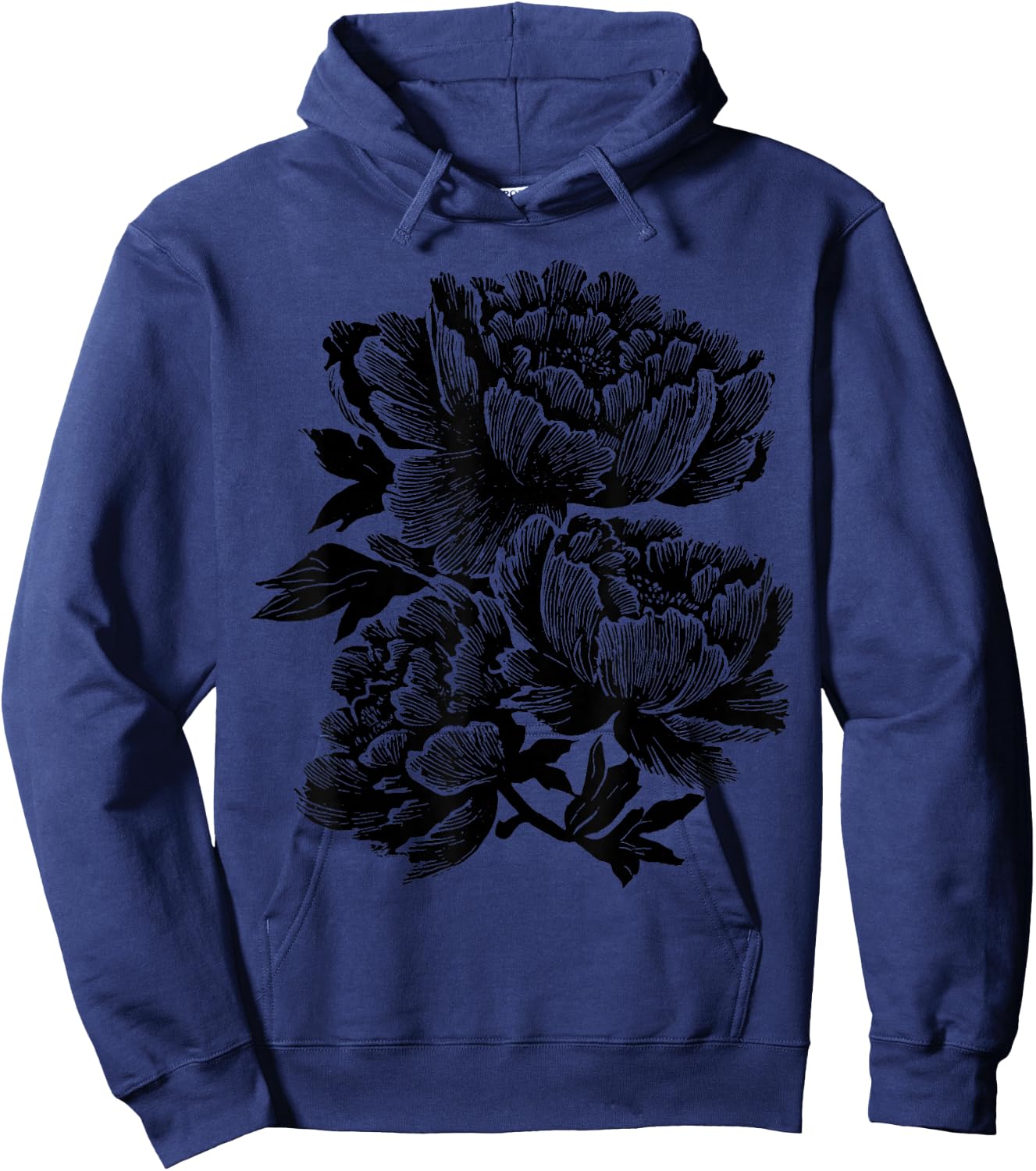 Peony Flower Botanical Vintage Wildflower Floral Hoodie - Hoodie | Navy