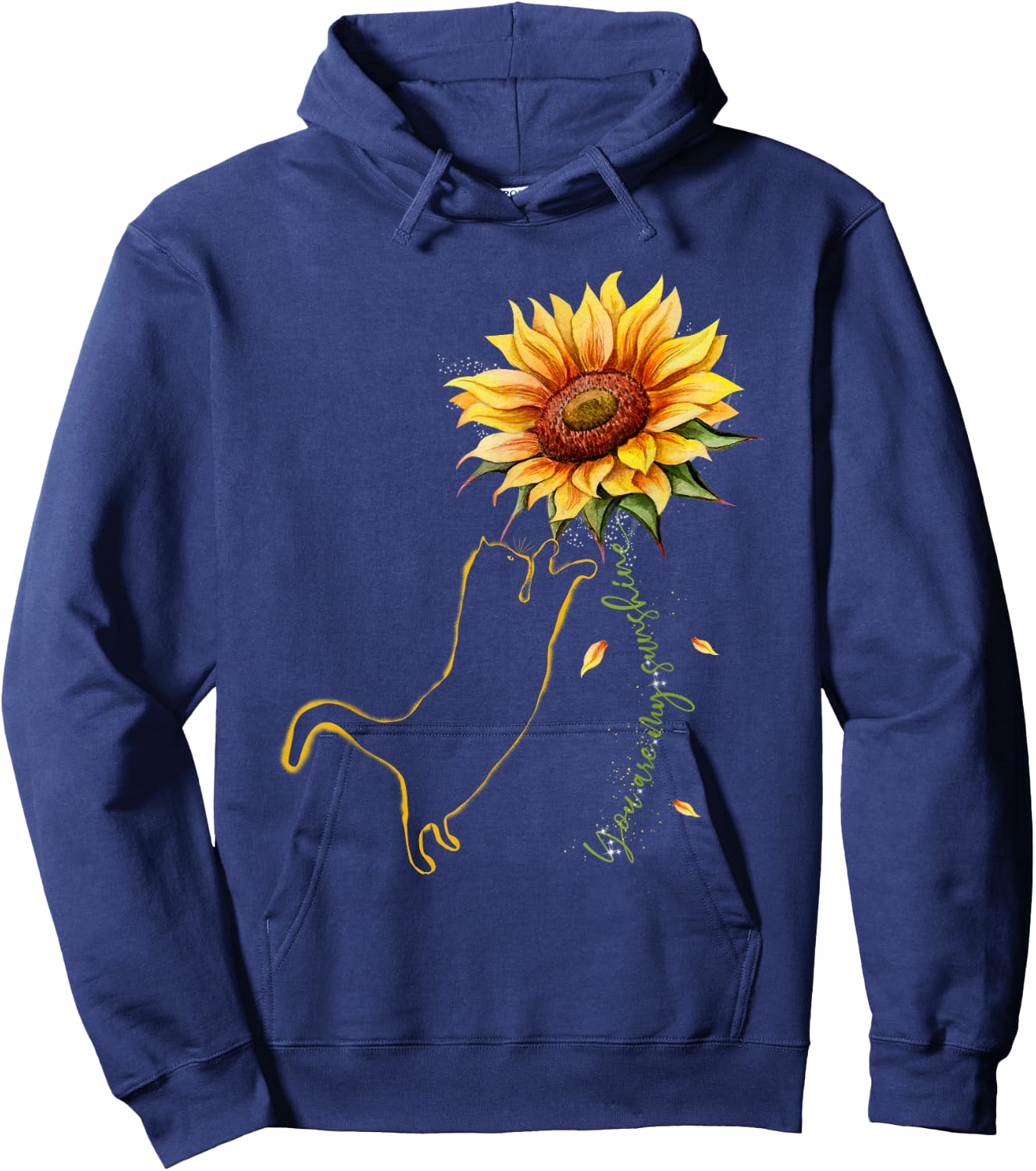 Cat Graphic , Cat Sunflower Shirt, Cat Sunshine, Cat Lover Hoodie - Hoodie | Navy