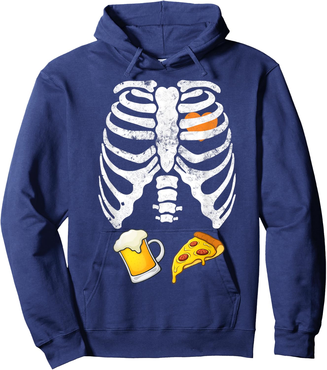 Skeleton Halloween Beer Pizza Funny Pregnancy X Ray Hoodie - Hoodie | Navy
