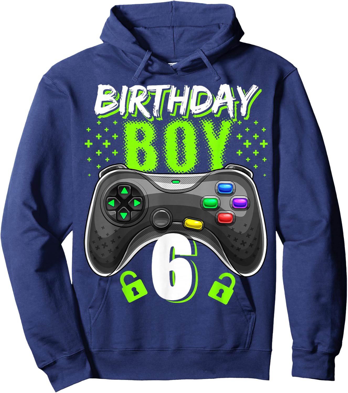 Birthday Boy 6 Video Game Controller Gamer 6th Birthday Gift Hoodie - Hoodie | Navy