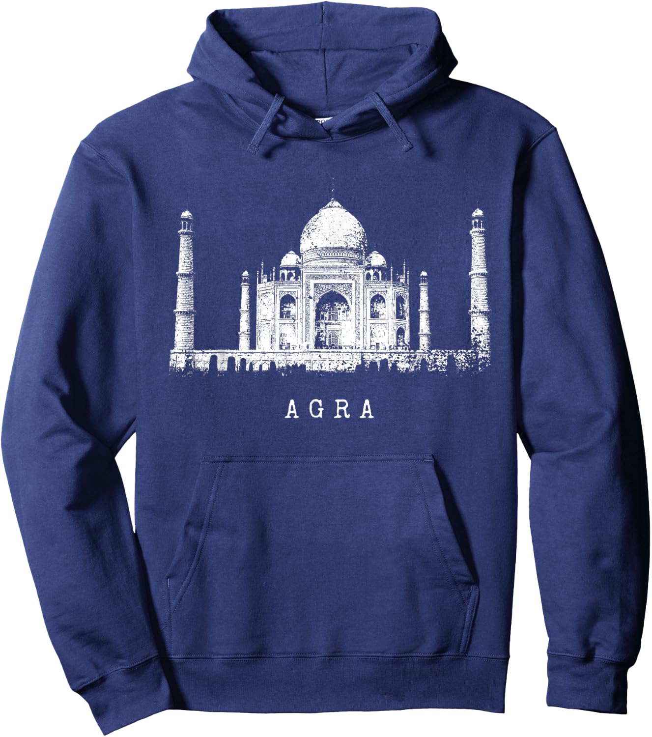 Taj Mahal Agra India Vintage Distressed Skyline I Love India Hoodie - Hoodie | Navy