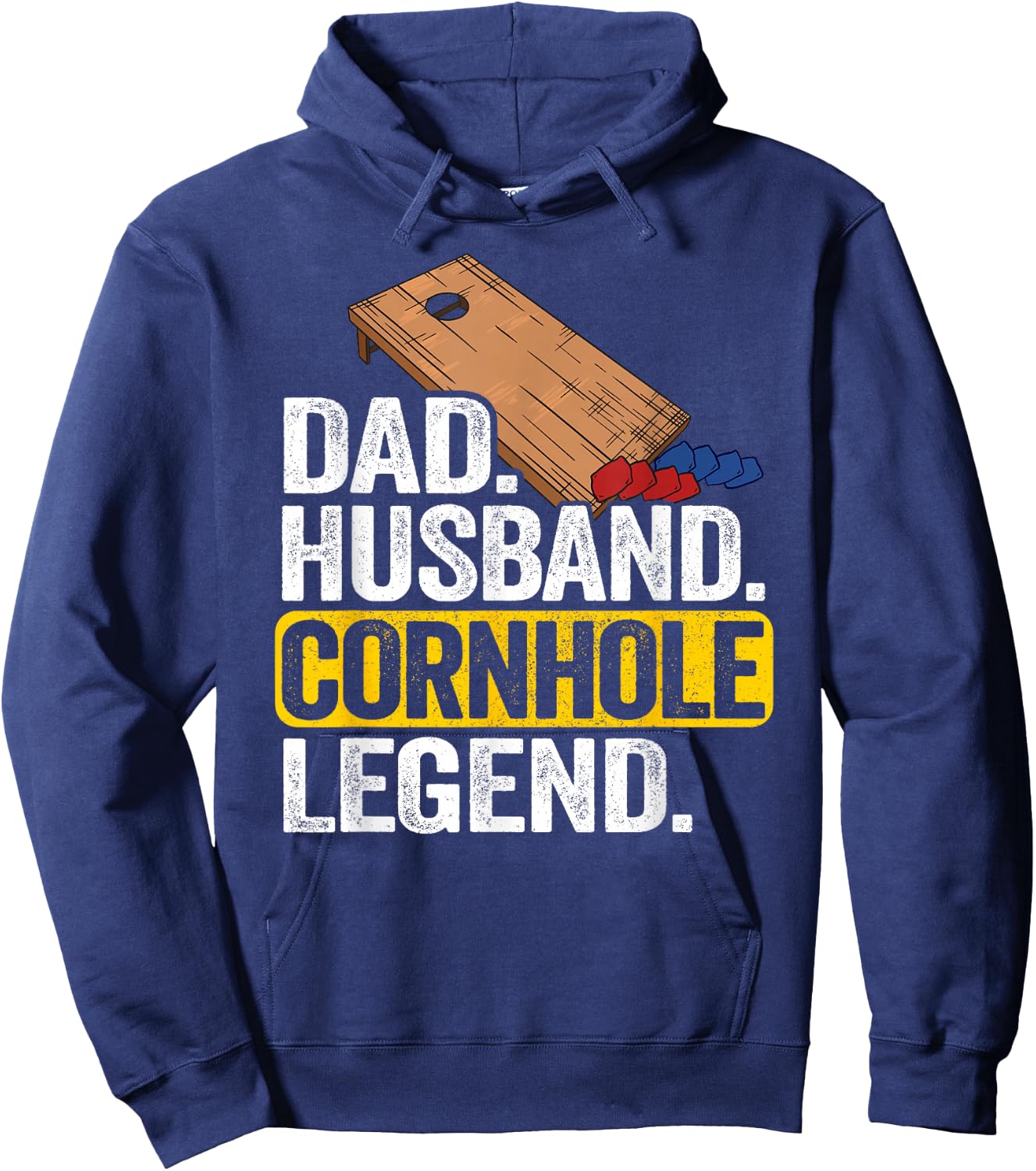 Dad Husband Cornhole Legend Daddy Corn Hole Grandpa Cornhole Hoodie - Hoodie | Navy