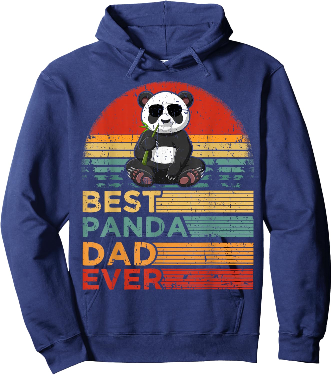 Best Panda Dad Ever Funny Vintage Panda Father's Day Hoodie - Hoodie | Navy