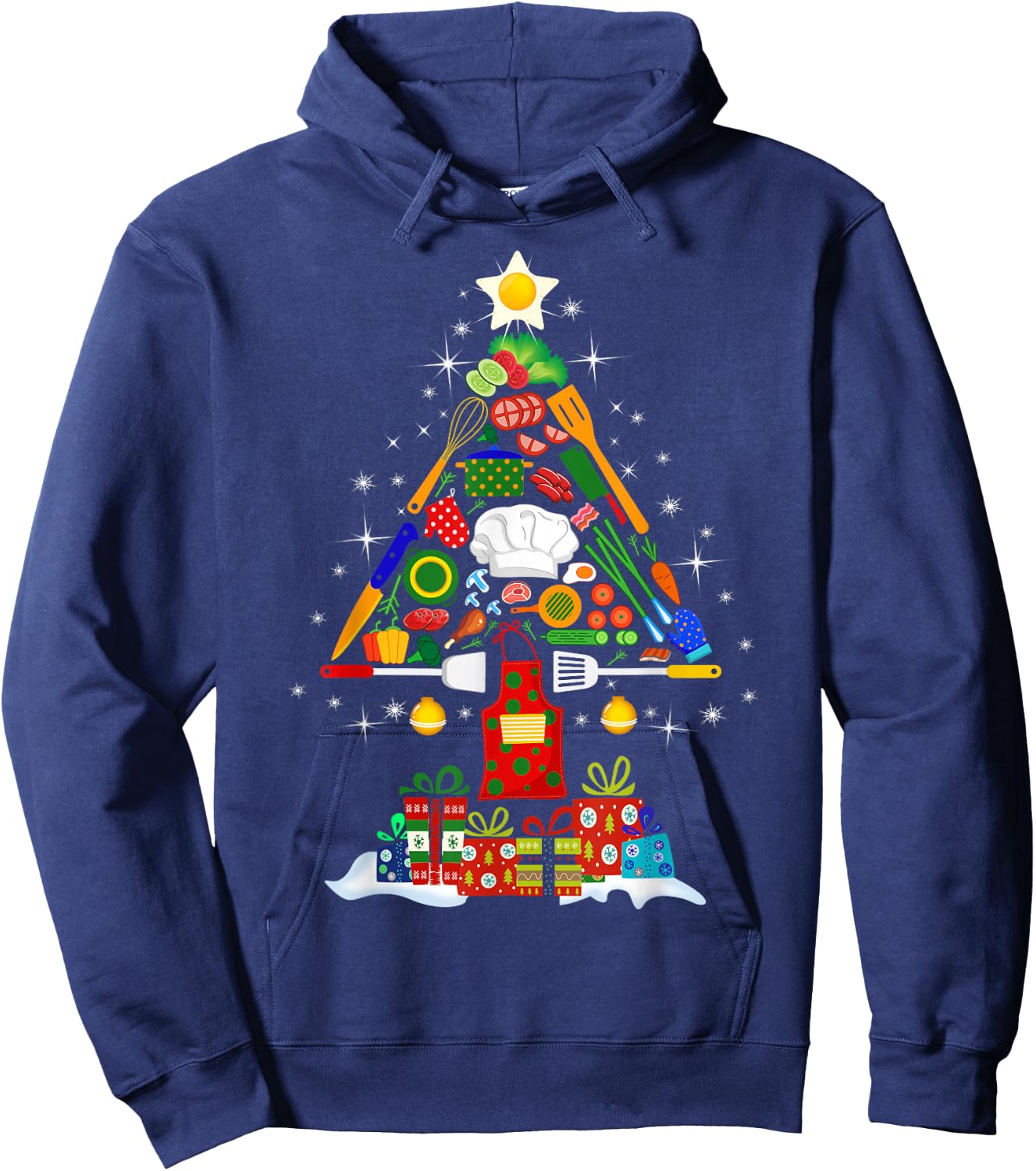 Christmas Tree Chef Cooking Novelty Funny Cook Women Hoodie - Hoodie | Navy