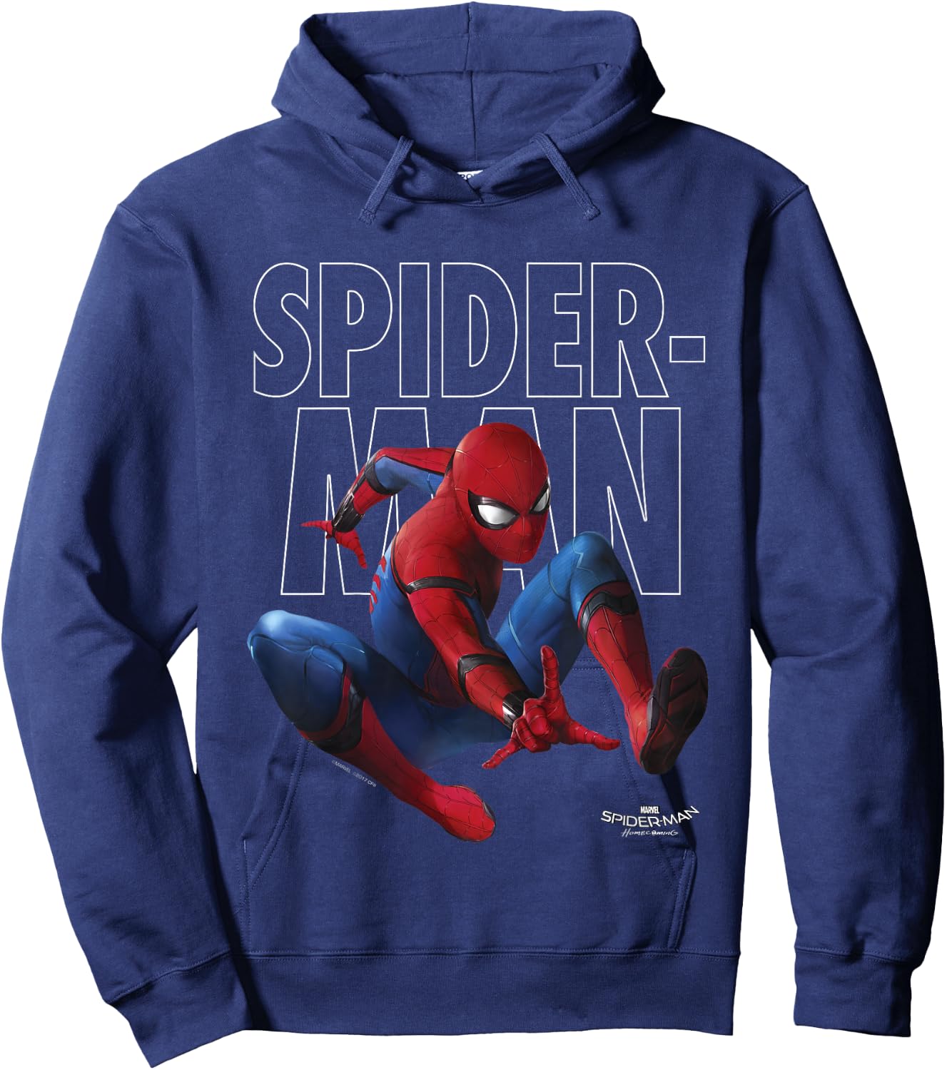 Marvel Spider-Man Homecoming Outlined Jump Pose Kids Hoodie - Hoodie | Navy