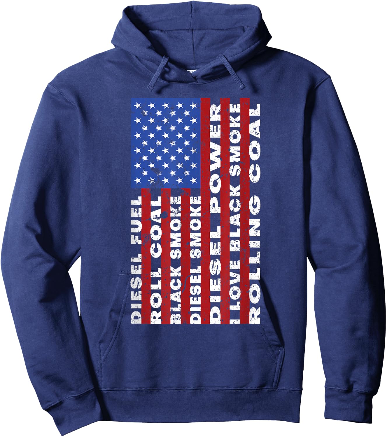 American Flag Diesel Power Roll Coal USA Trucker Gift Hoodie - Hoodie | Navy