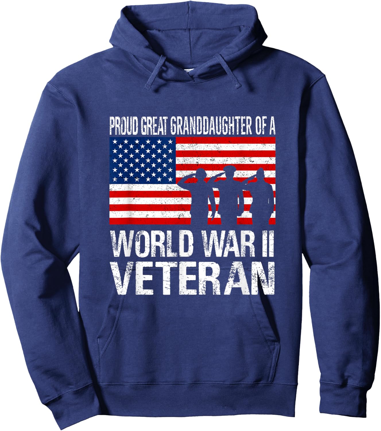 Proud Great Granddaughter of WW II Veteran Family Matching Hoodie - Hoodie | Navy