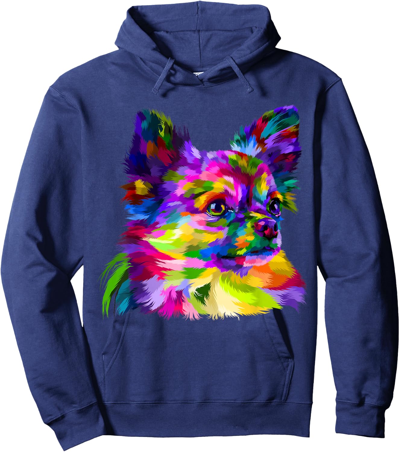Long Hair Chihuahua Pop Art Portrait Art for Dog Owners Hoodie - Hoodie | Navy