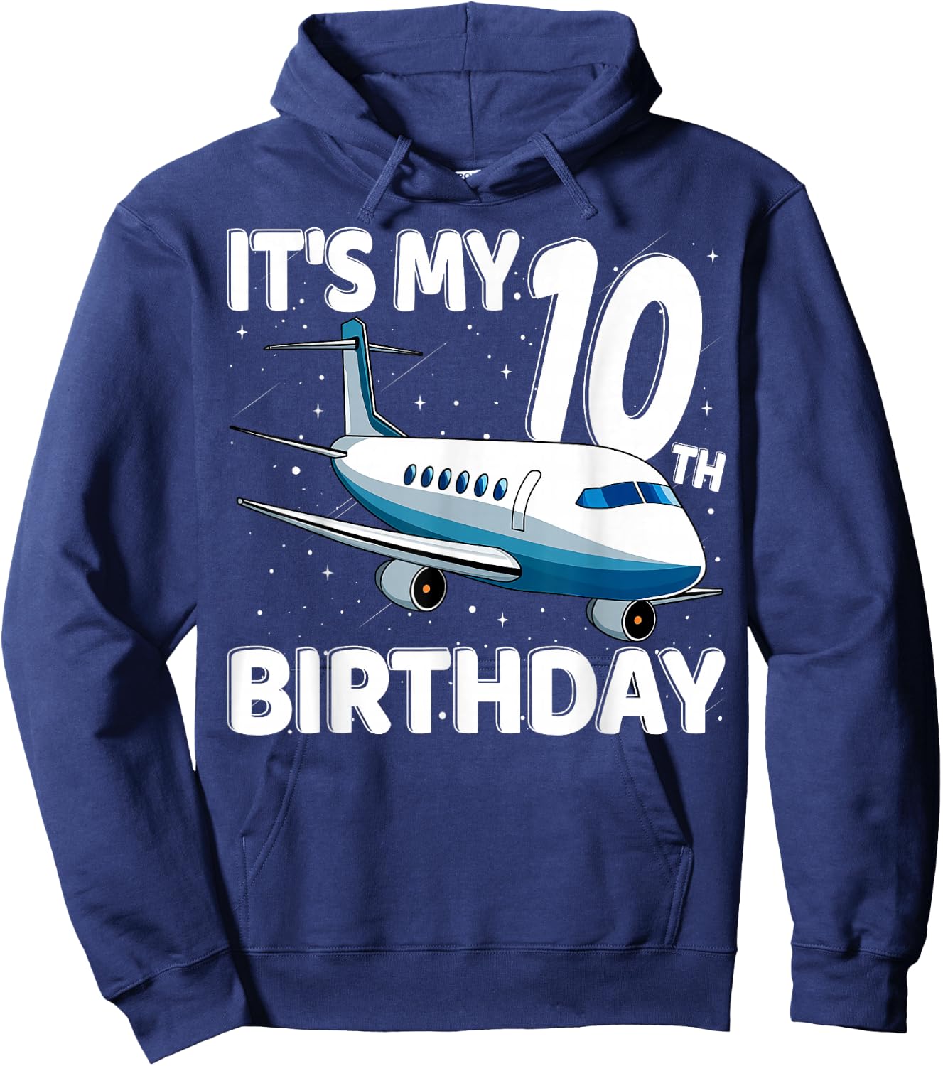 It's My 10th Birthday Airplane 10 year old Birthday Boy Girl Hoodie - Hoodie | Navy