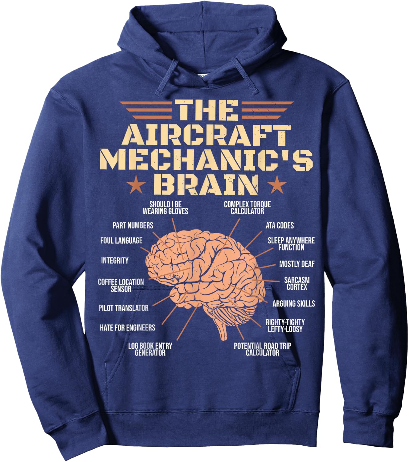 Aircraft Mechanics Brain Shirt Aviation Hoodie - Hoodie | Navy