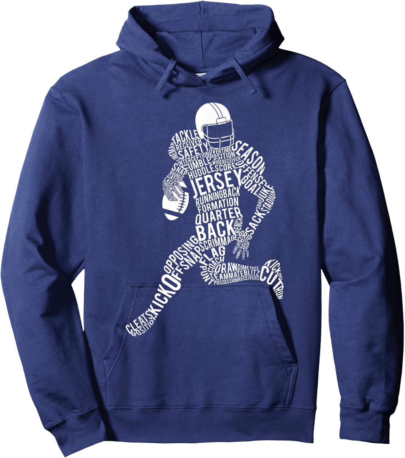 Football Player Typography Hoodie - Hoodie | Navy