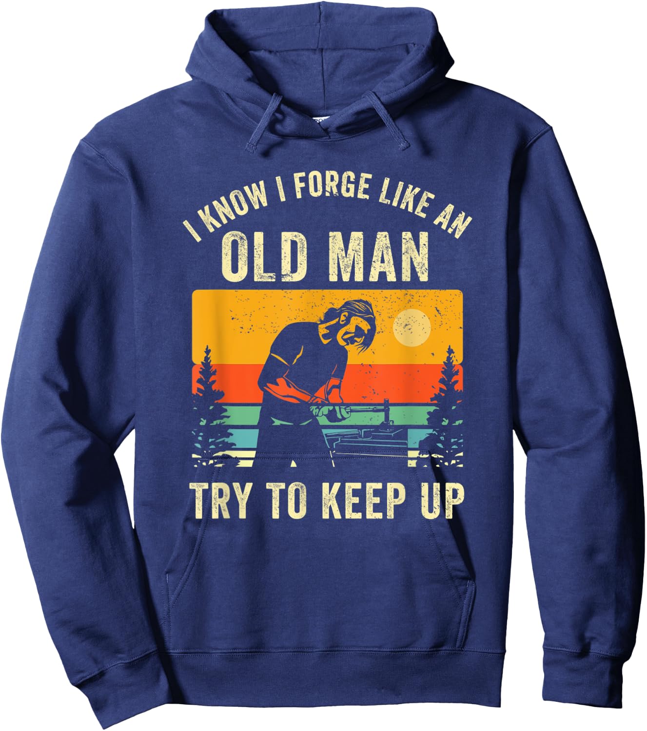 Funny Blacksmith Old Man Blacksmithing Dad Smithing Welder Hoodie - Hoodie | Navy