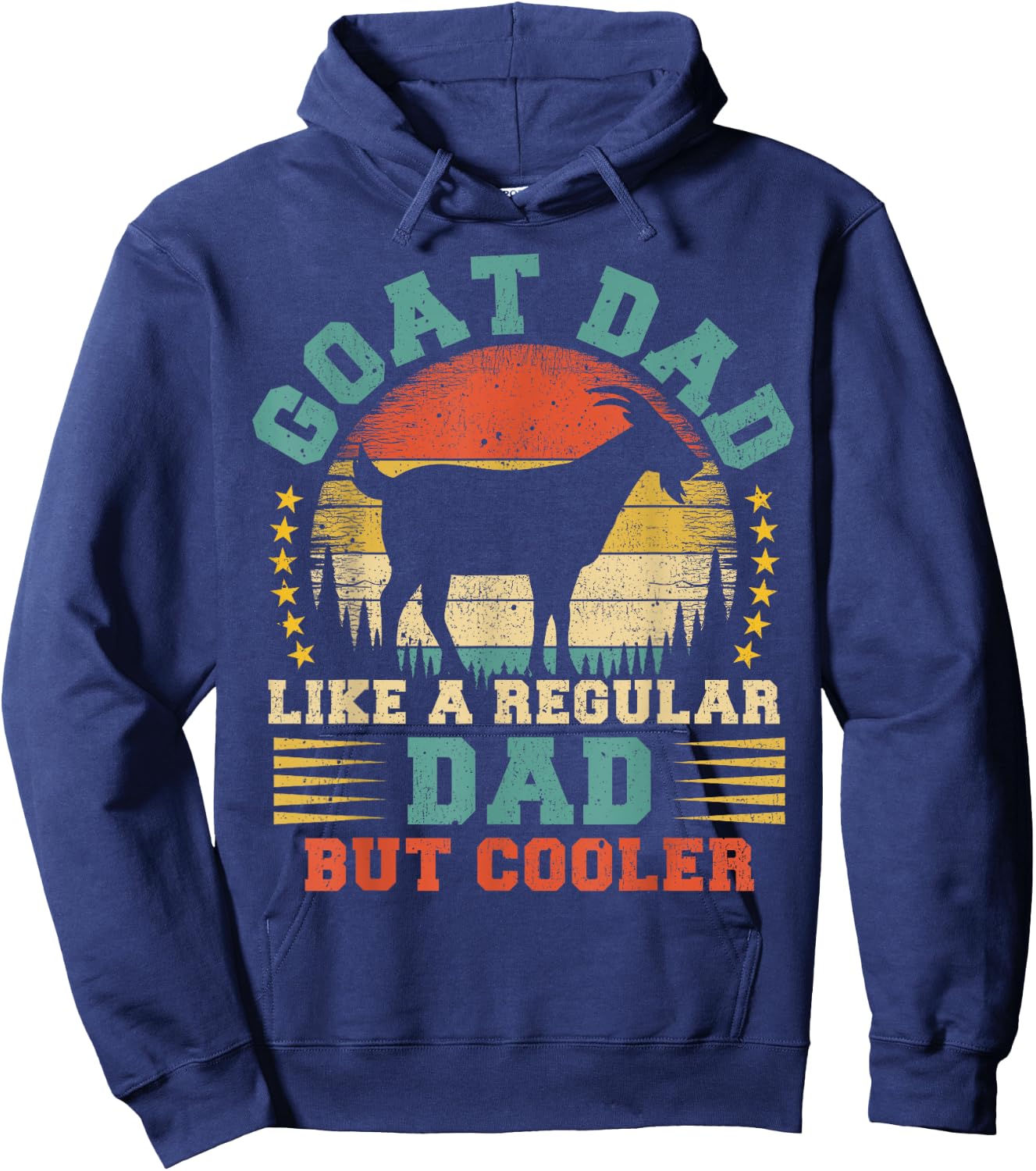 Vintage Goat Dad Like A Regular Dad Goat Father's Day Hoodie - Hoodie | Navy