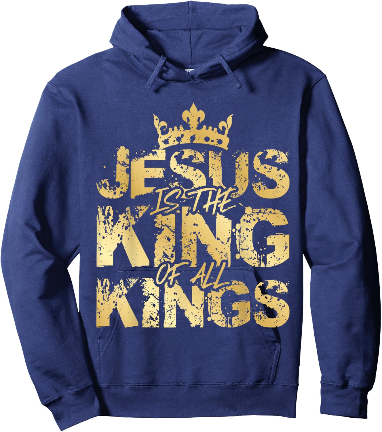 Jesus Christ is King Gold Bible Verse Faith Community Hoodie - Hoodie | Navy
