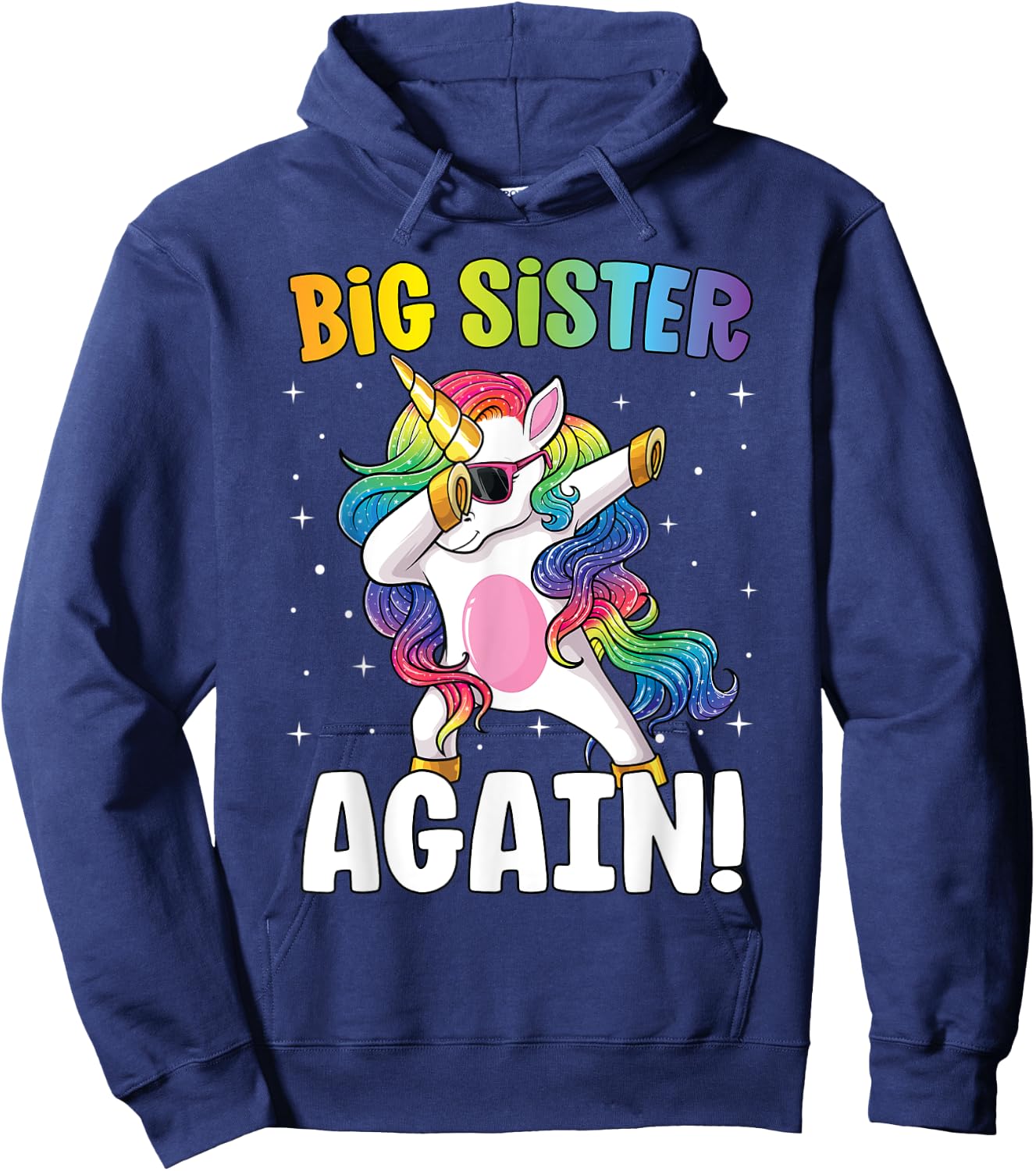 Big Sister Again Girls Dab Unicorn Daughter Older Sibling Hoodie - Hoodie | Navy