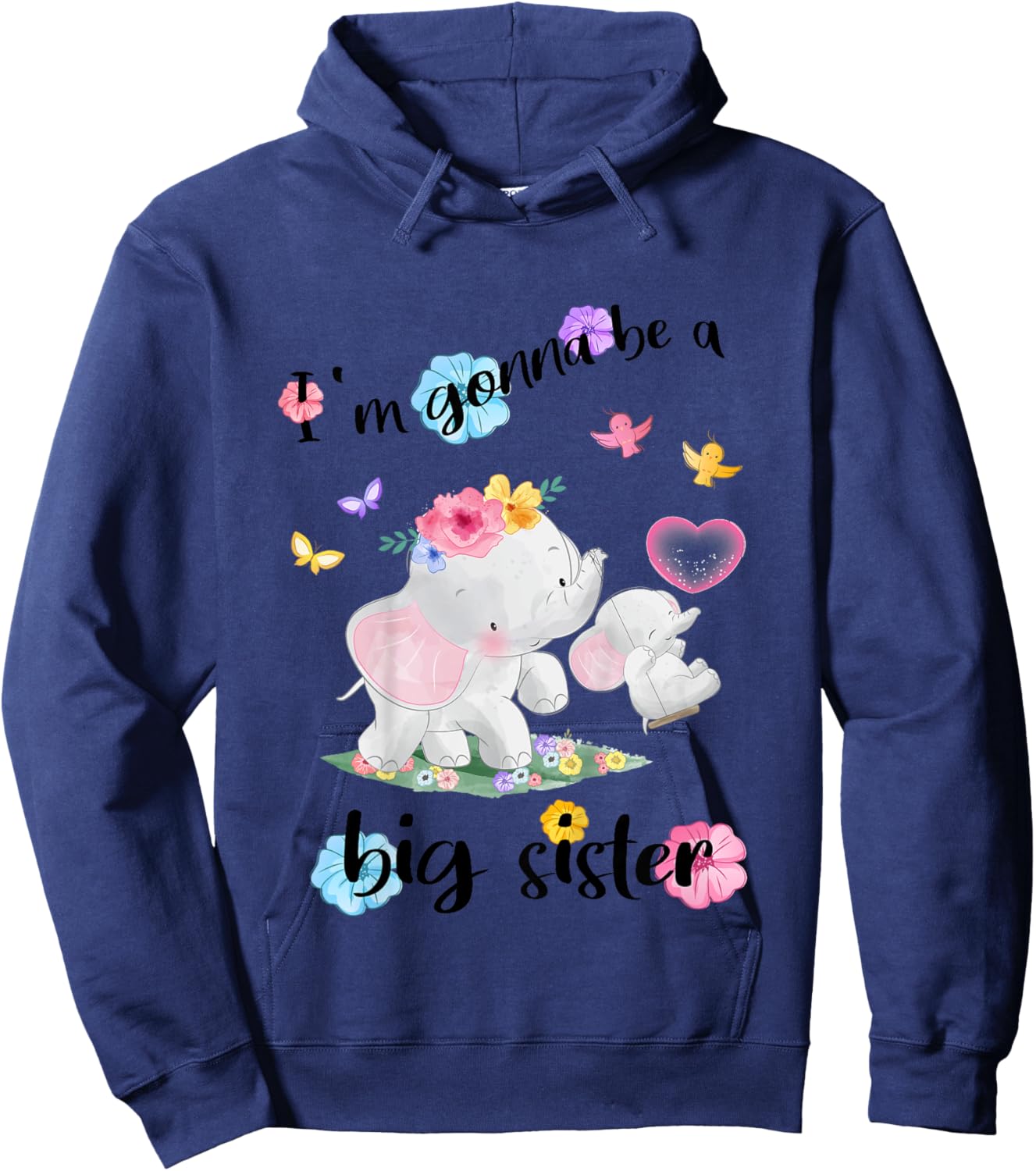 I'm gonna be a Big Sister 2026 Announcing Pregnancy Elephant Hoodie - Hoodie | Navy