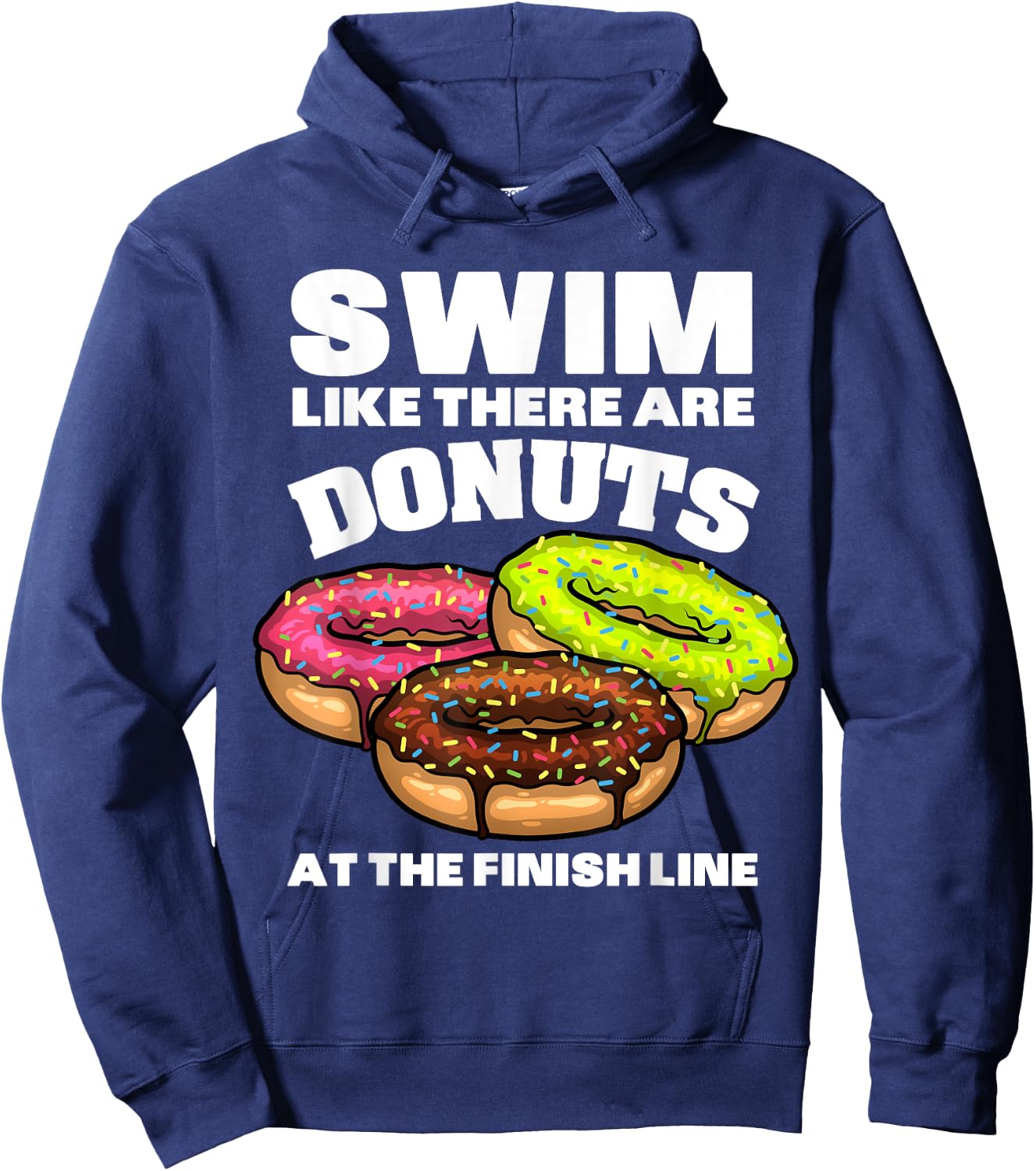 Funny Swimming Donut Design Men Women Swimmer Sports Athlete Hoodie - Hoodie | Navy