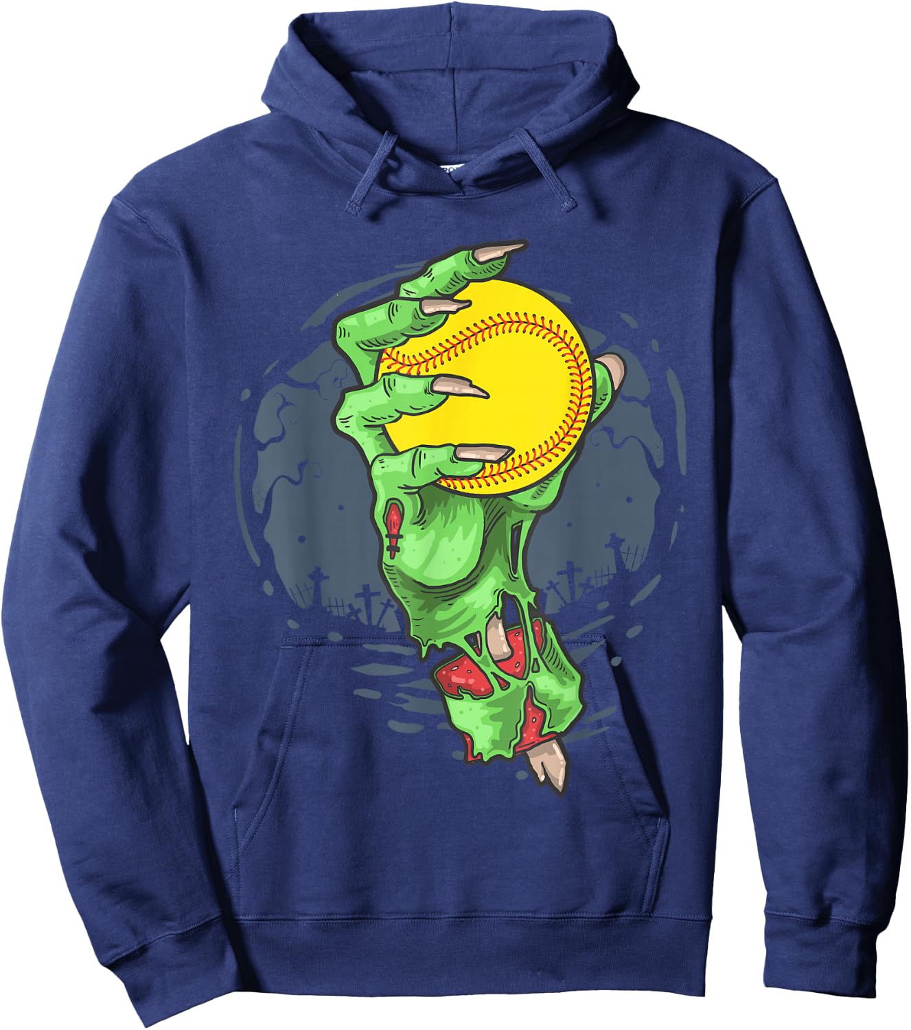 Softball Zombie Hand Softball Player Halloween Costume Hoodie - Hoodie | Navy