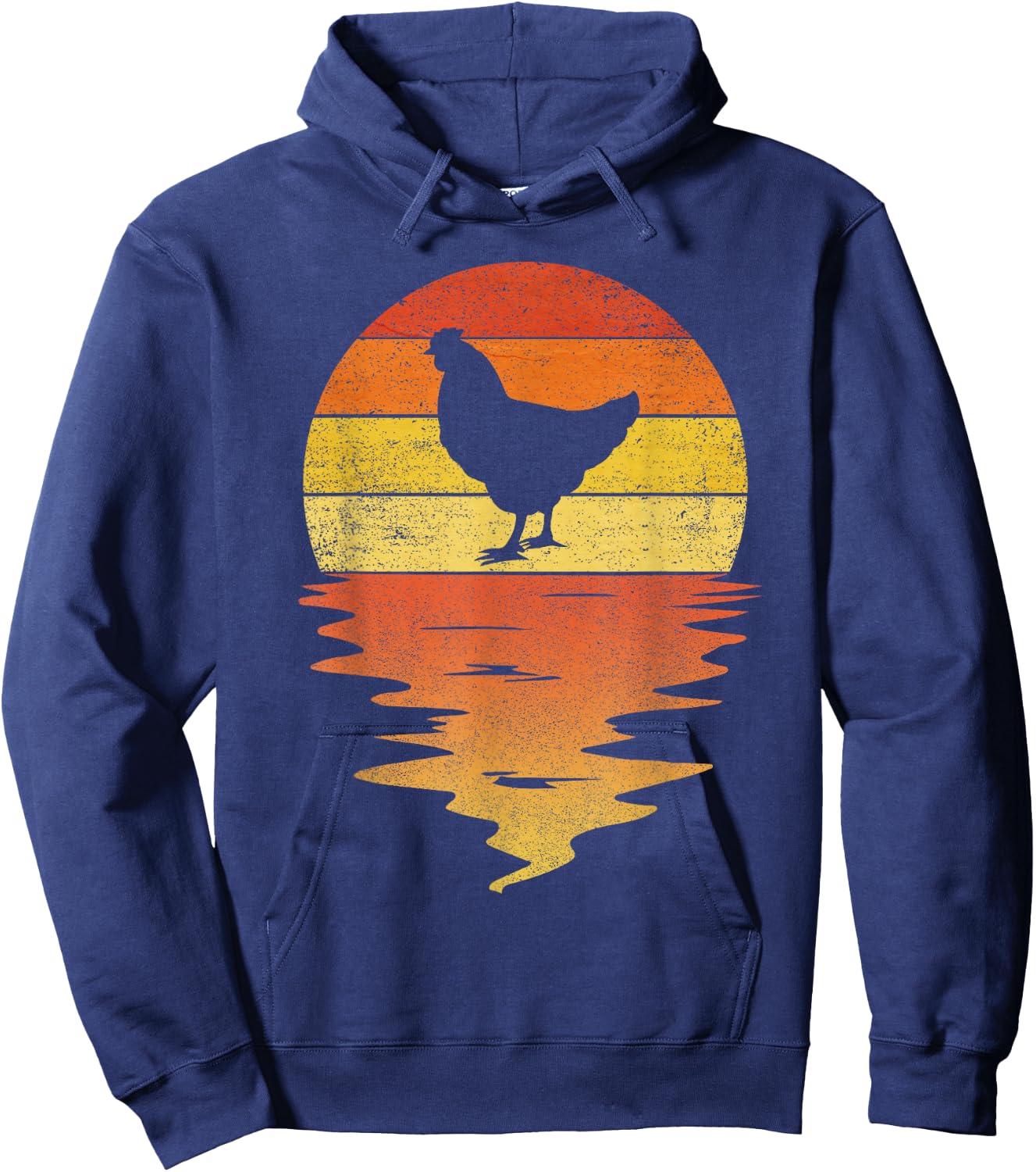 Chicken shirt 70s vintage retro sunset Chicken Hoodie - Hoodie | Navy
