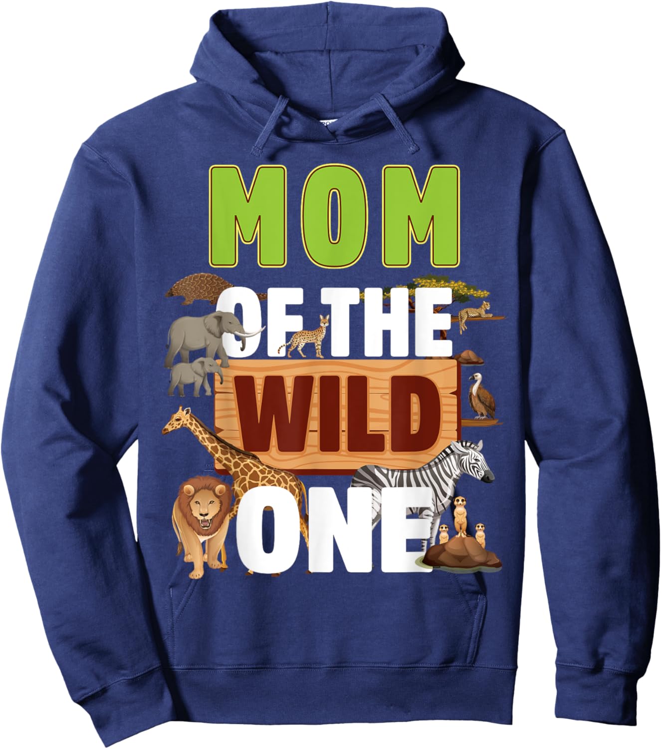 Mom of the Wild One Zoo Birthday Safari Jungle Animal Hoodie - Hoodie | Navy