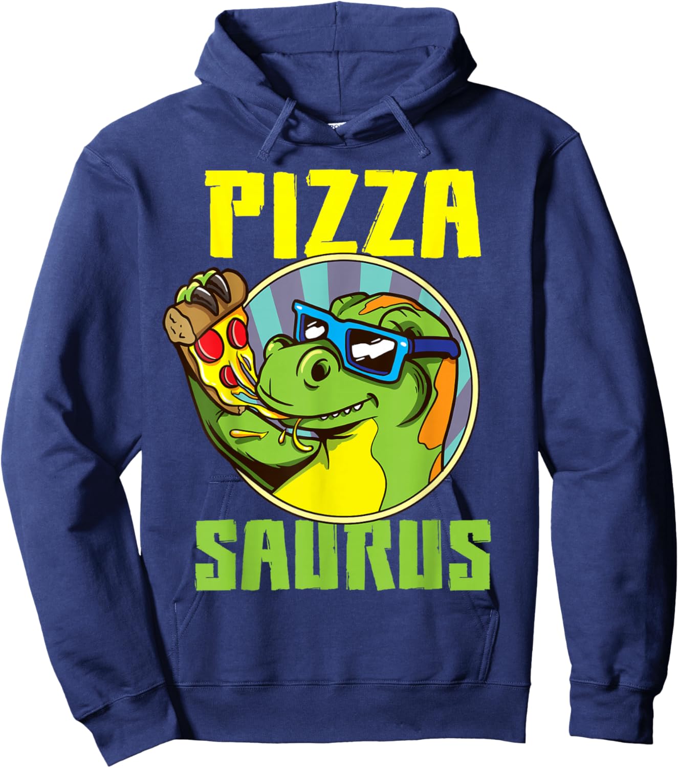 Pizza Saurus T-Rex Dinosaur Eating Pizza Pizzasaurus Hoodie - Hoodie | Navy