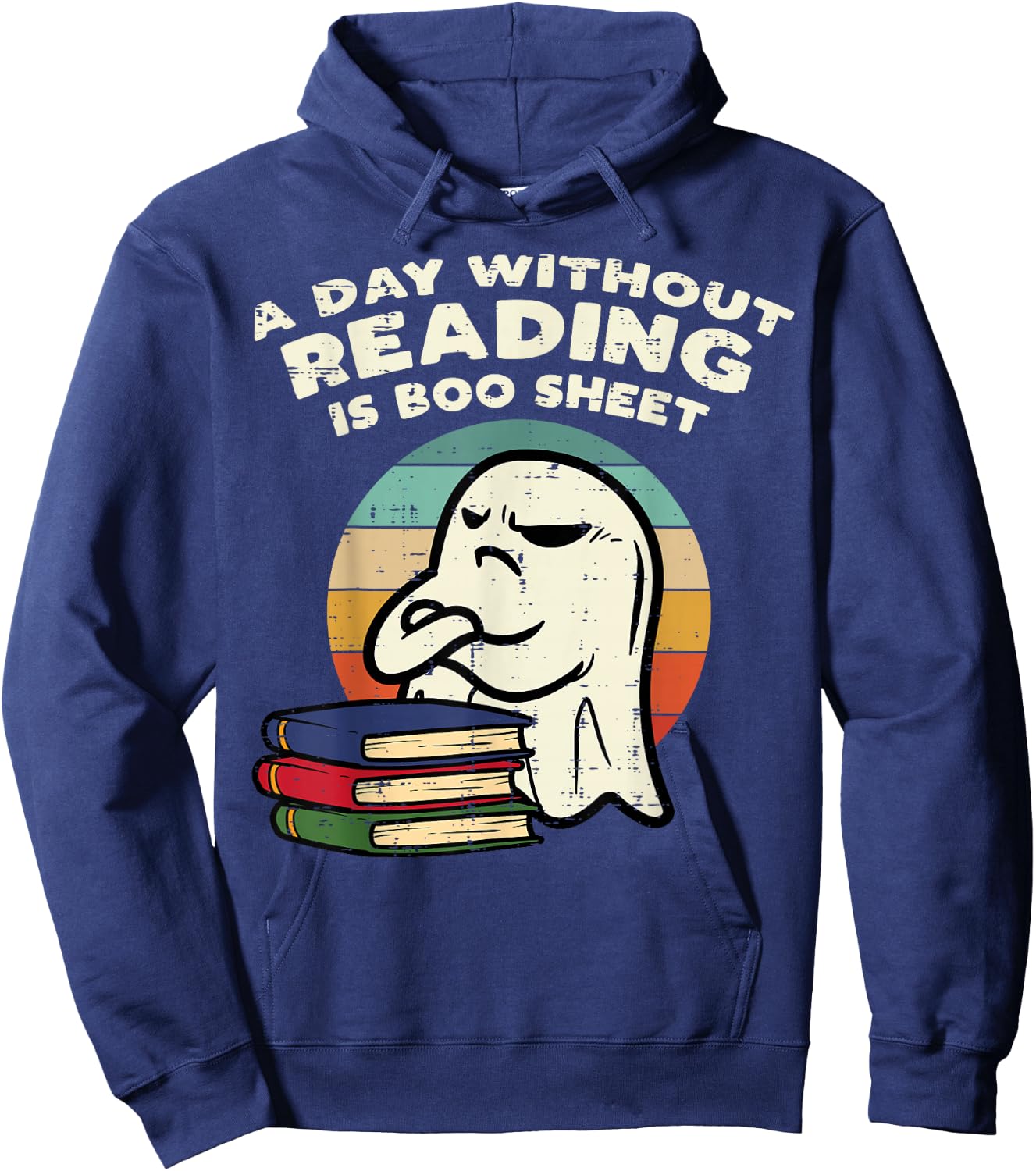 Funny Ghost Read Book Reading Librarian Halloween Men Women Hoodie - Hoodie | Navy