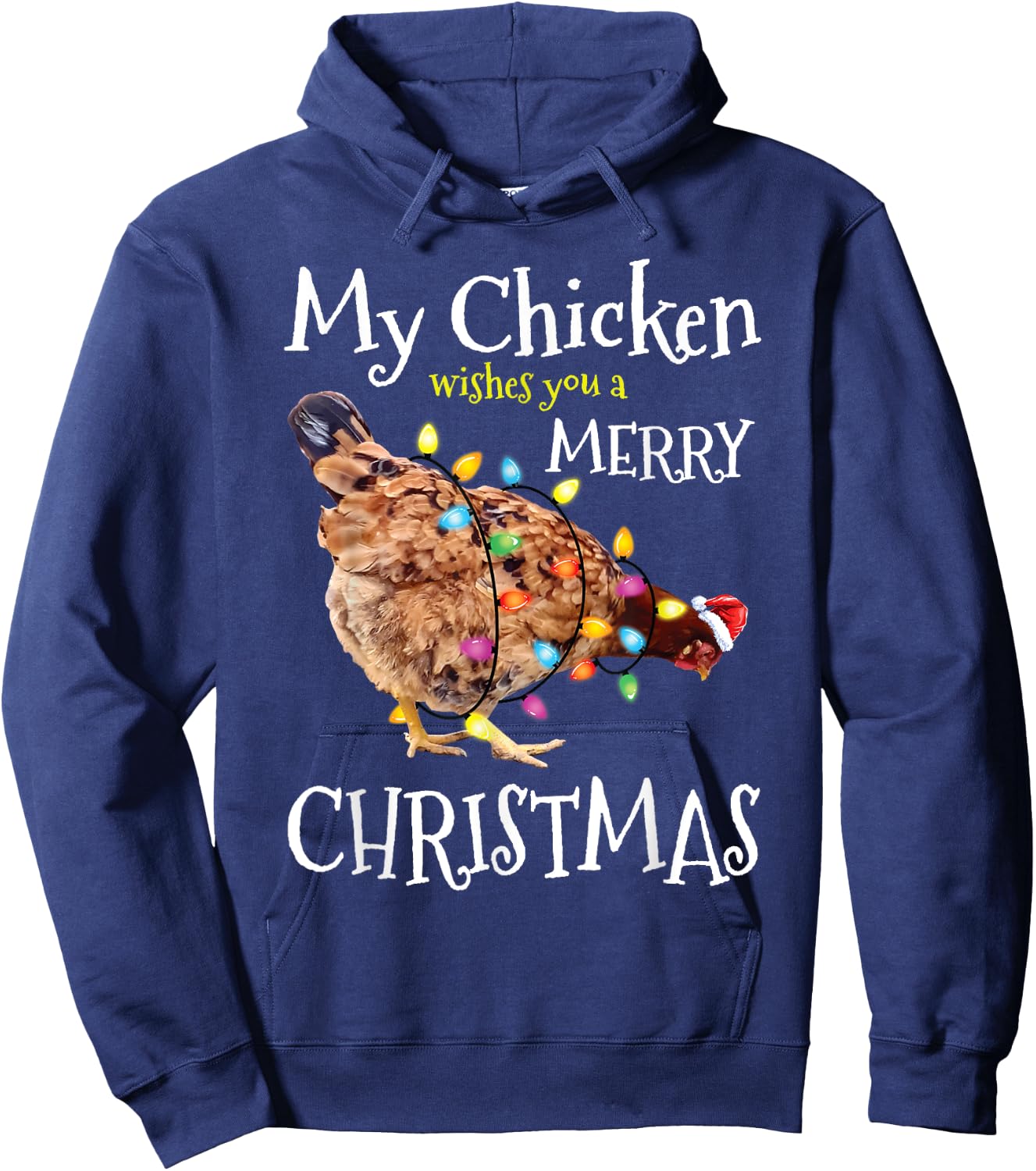 Merry Christmas Chicken Santa Funny Xmas Chicken Hoodie - Hoodie | Navy