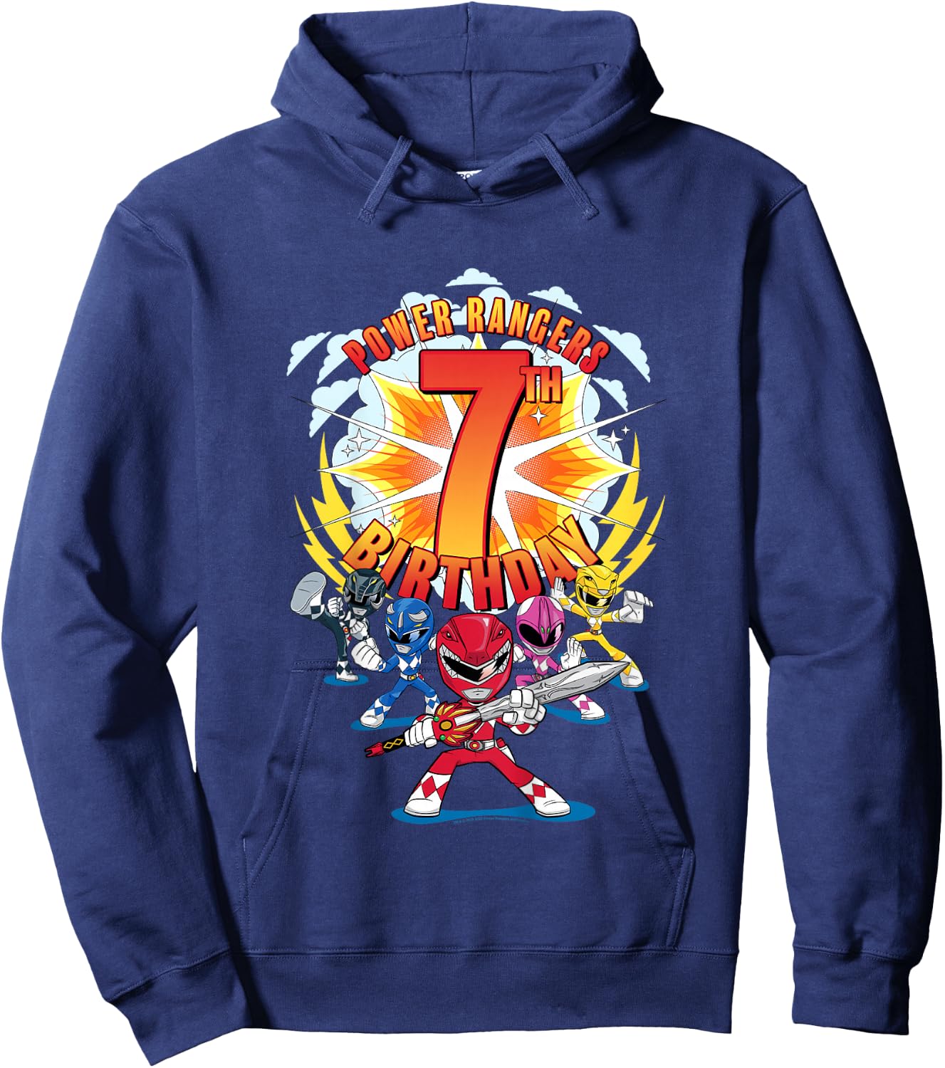 Kids Power Rangers 7th Birthday Power Pose Group Hoodie - Hoodie | Navy
