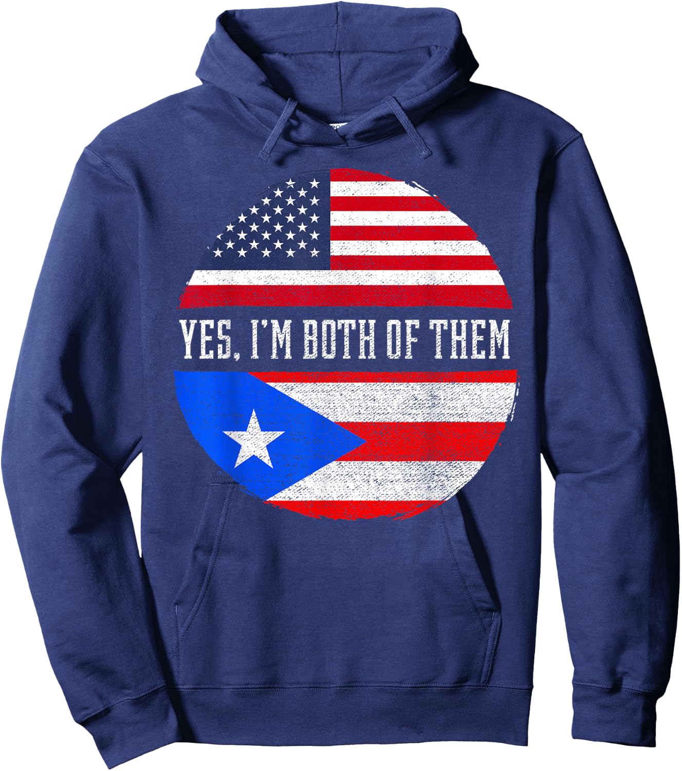 Half American Half Puerto Rican USA Flag Puerto Rico DNA Hoodie - Hoodie | Navy