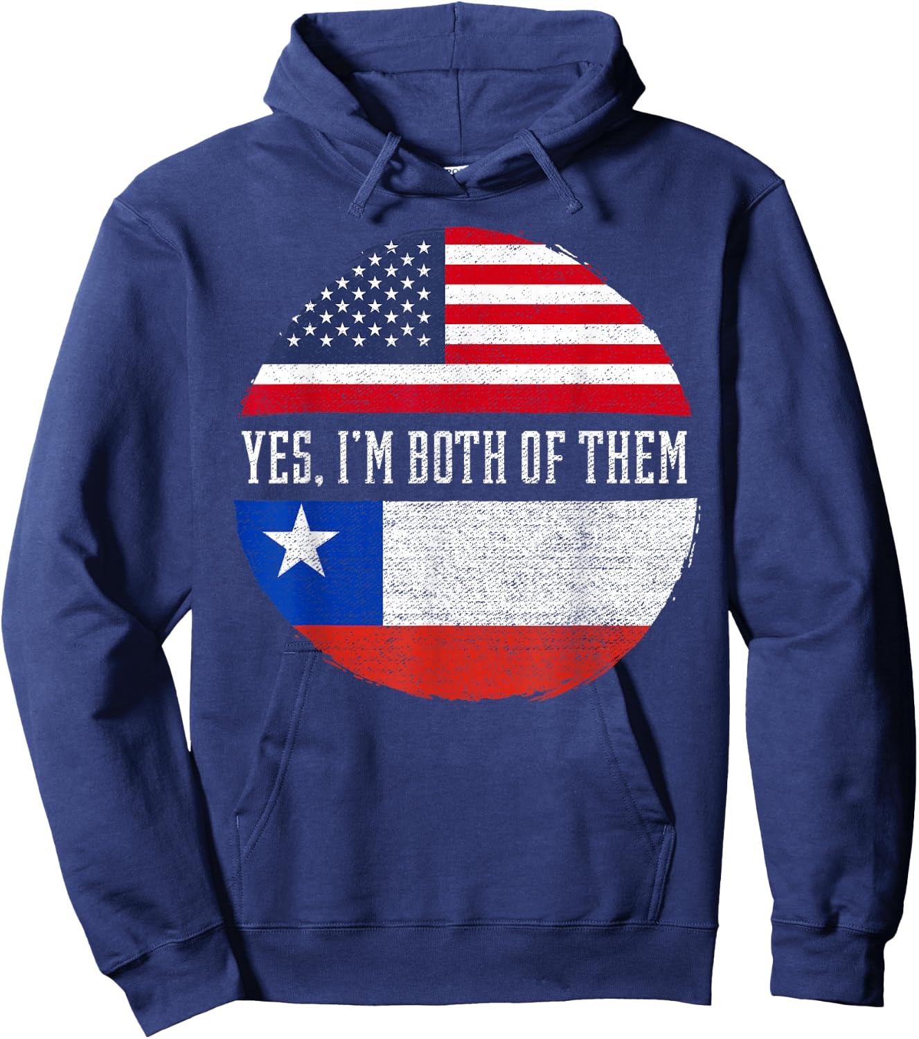 Half American Half Chilean USA Flag Chile Heritage DNA Hoodie - Hoodie | Navy