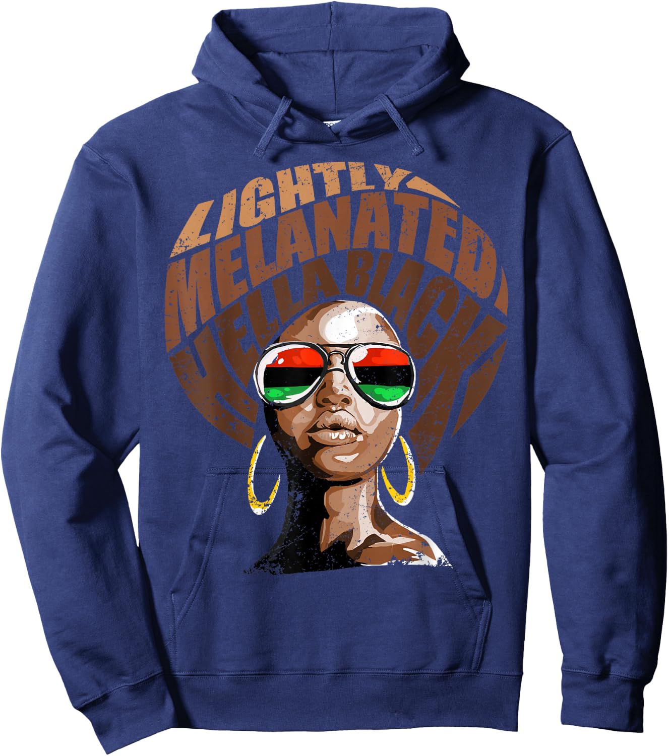 Lightly Melanated Hella Black Hoodie - Hoodie | Navy