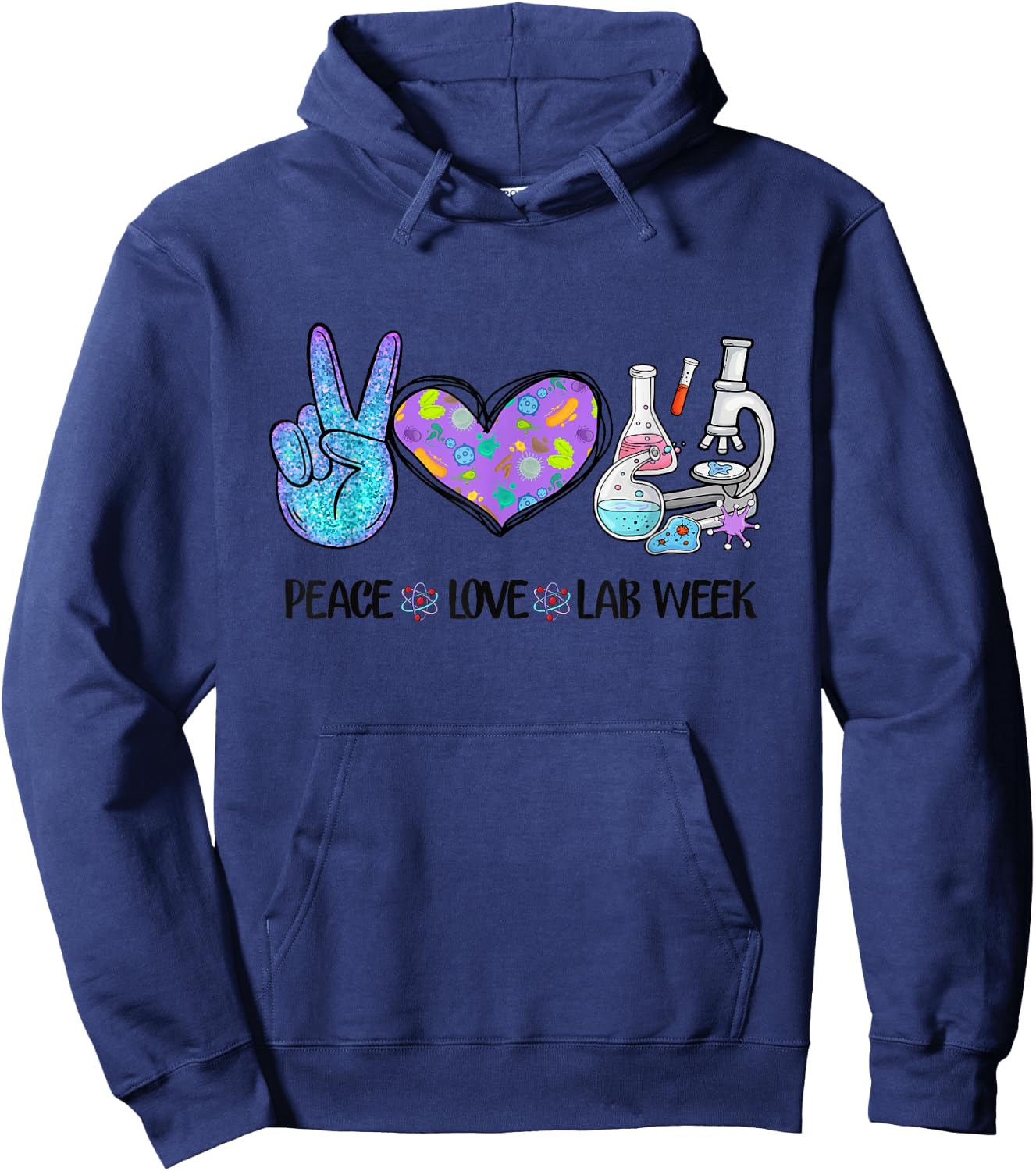 Peach Love Lab Week, Laboratory Tech Technologist Hoodie - Hoodie | Navy