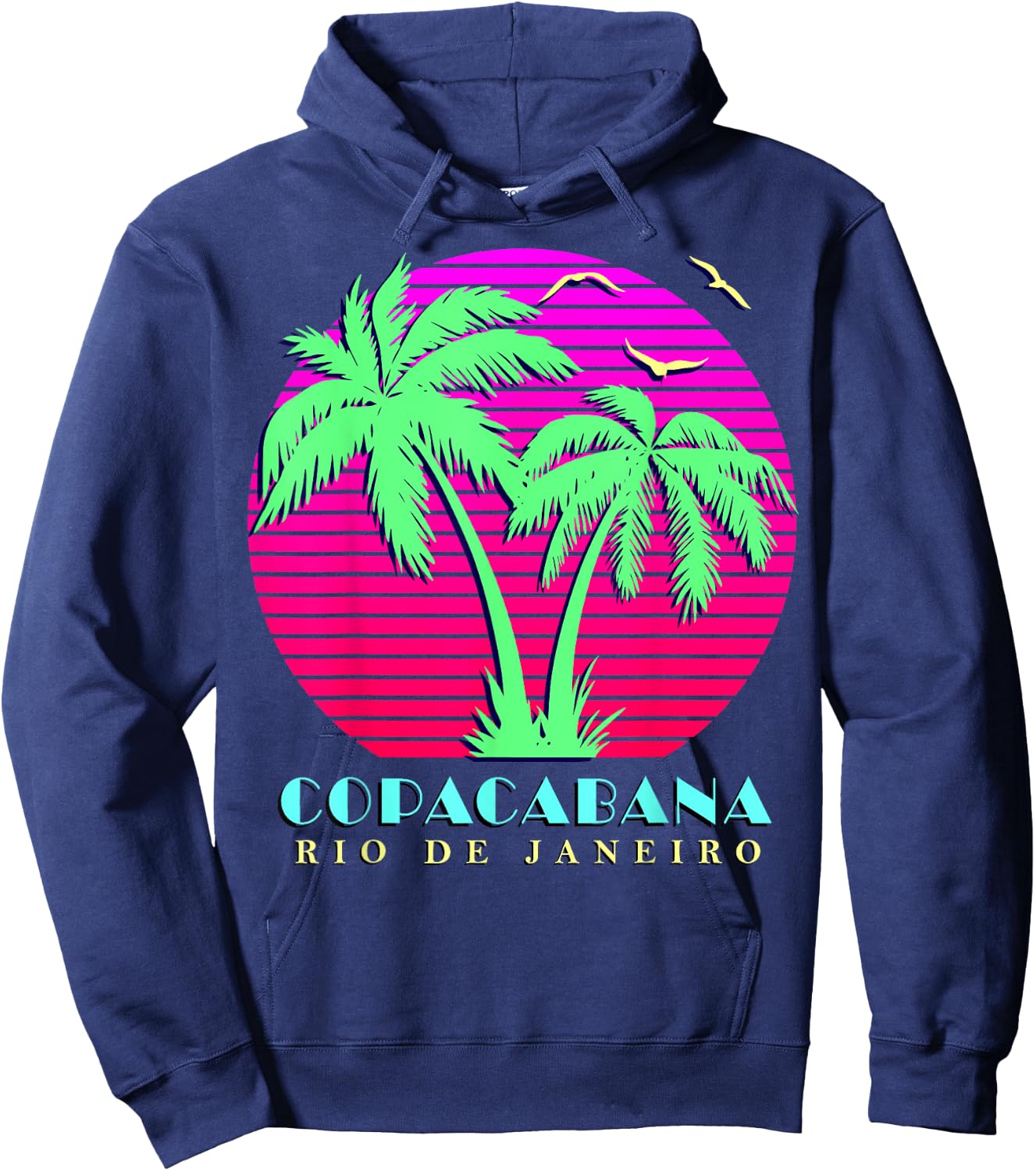Copacabana Rio De Janeiro Palm Trees Sunset Hoodie - Hoodie | Navy
