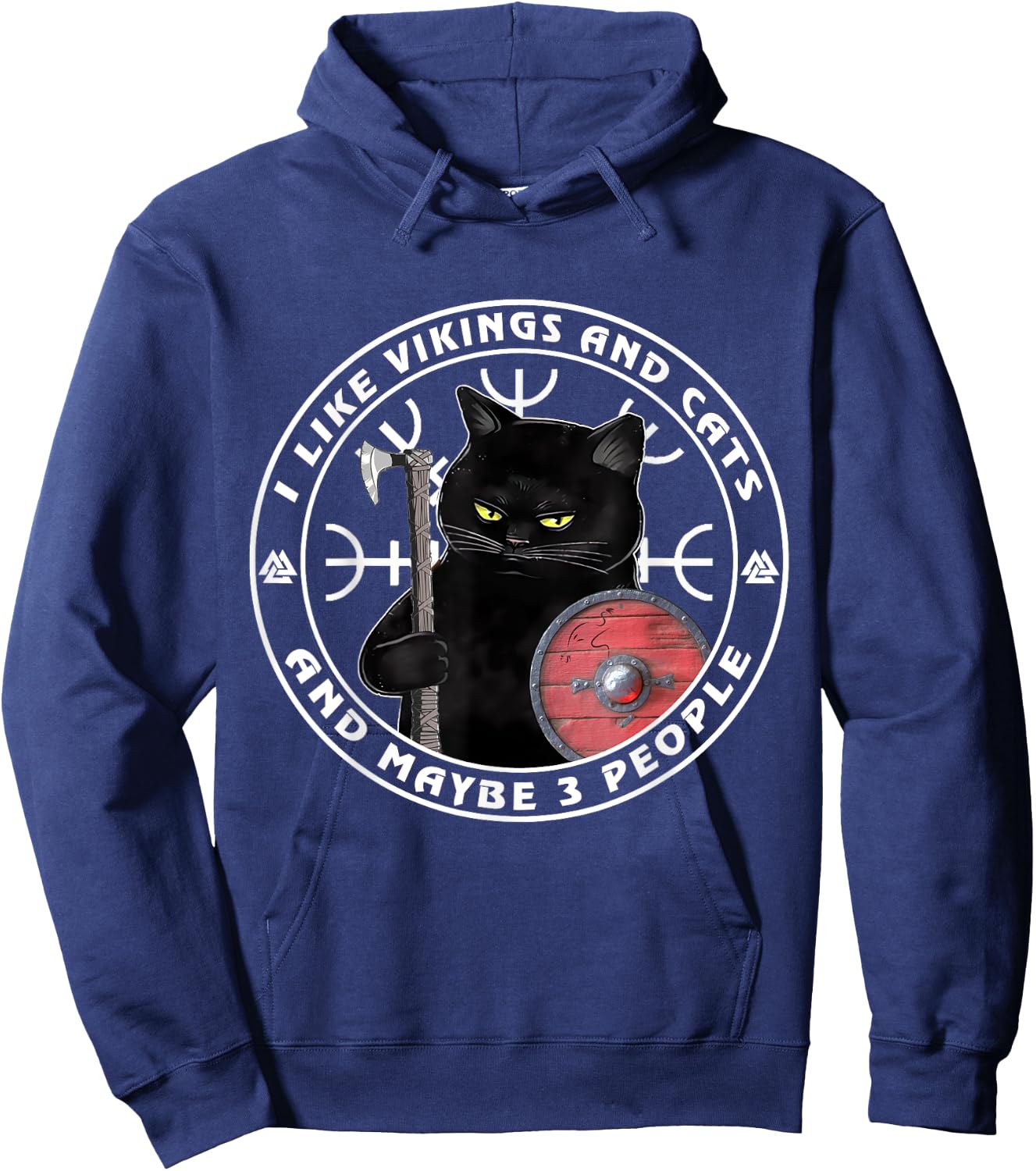 I Like Vikings And Cats And Maybe 3 People, Vikings Kitten Hoodie - Hoodie | Navy
