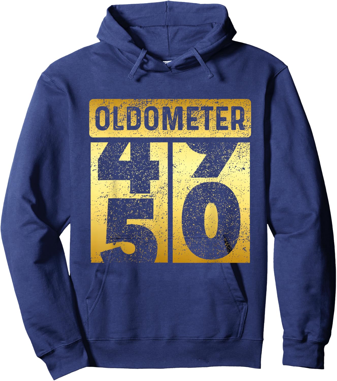 Funny Auto Mechanic Birthday 50th Turning 50 Golden Odometer Hoodie - Hoodie | Navy