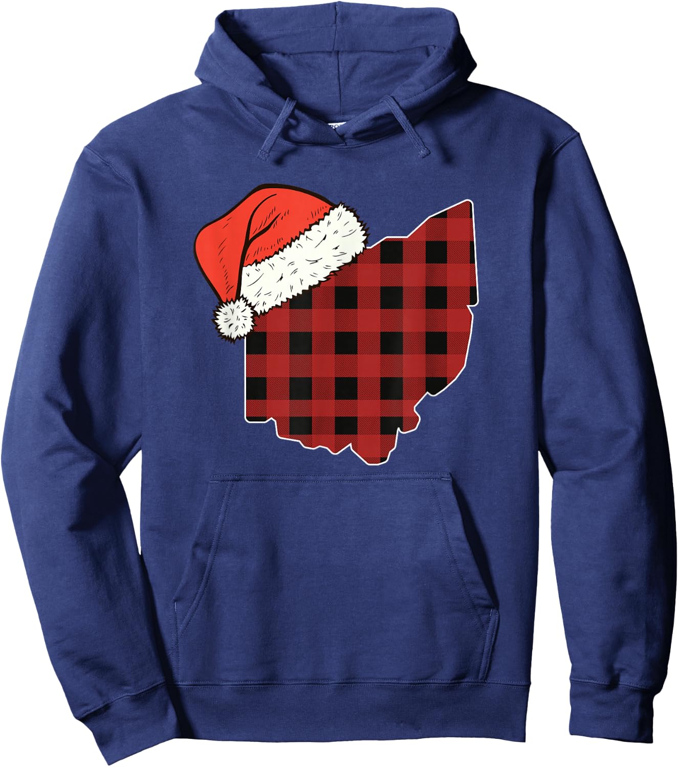 Ohio Plaid Christmas Santa Hat Holiday Matching Hoodie - Hoodie | Navy
