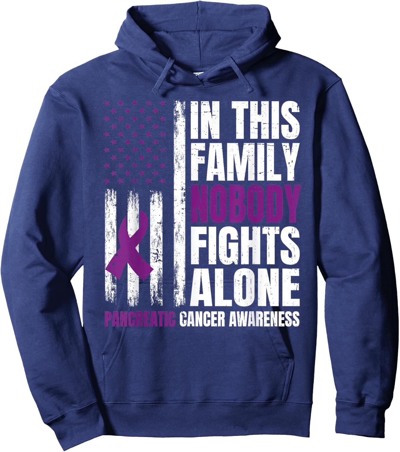 In This Family Nobody Fights Alone Pancreatic Cancer Support Hoodie - Hoodie | Navy