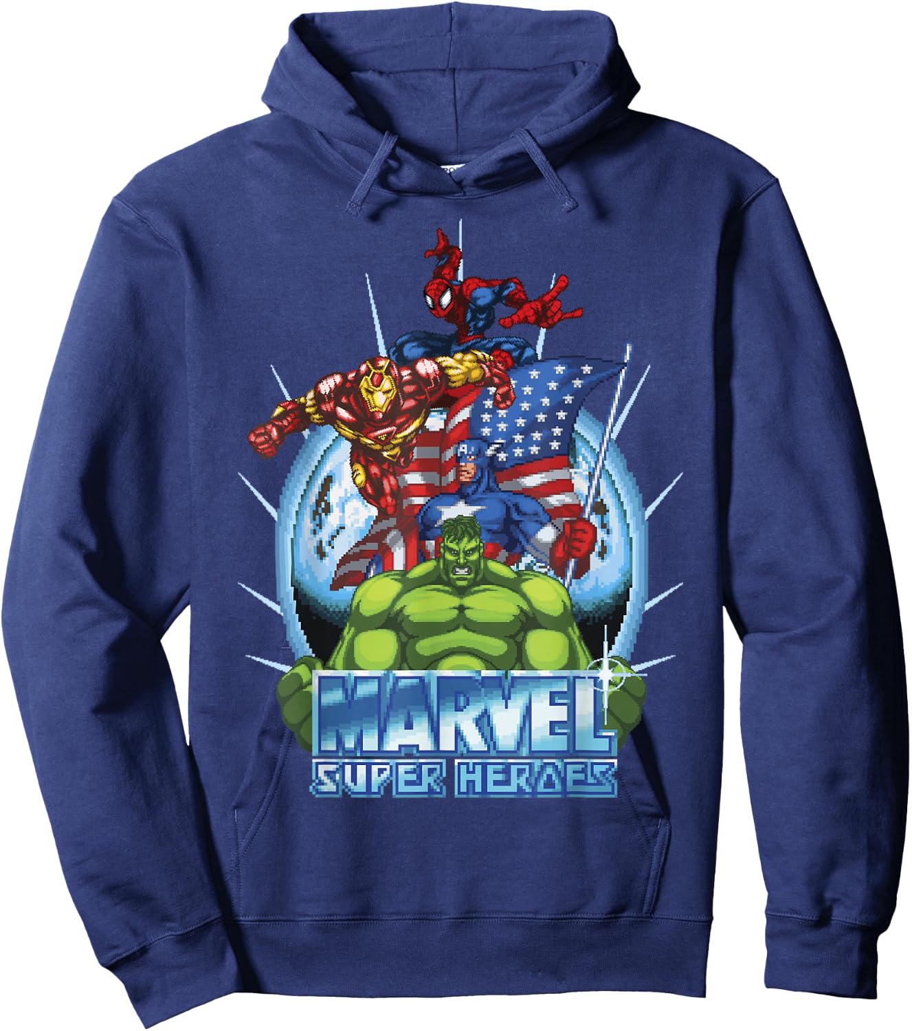 Marvel Avengers Super Heroes Game Action Collage Hoodie - Hoodie | Navy