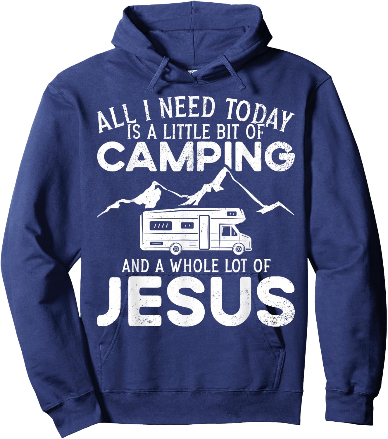 A Little Bit Of Camping And Jesus Motorhome Campervan Hoodie - Hoodie | Navy