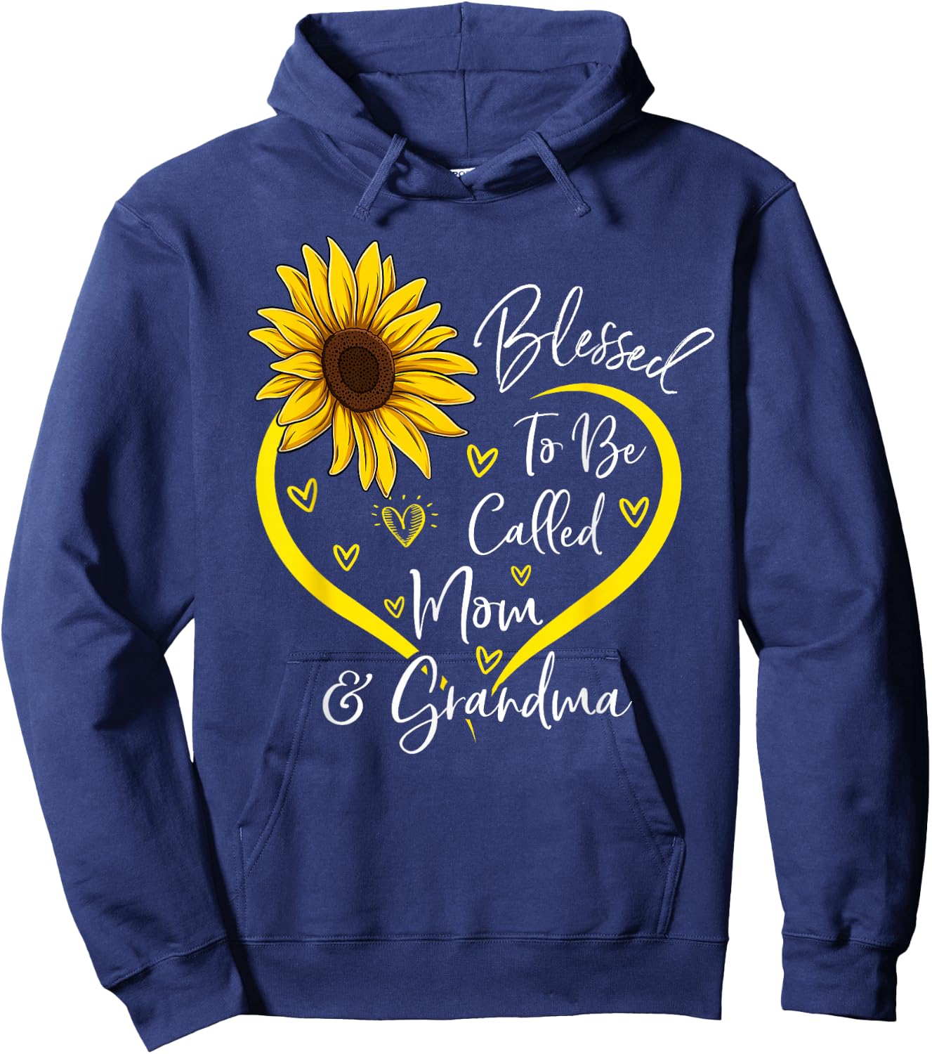 Blessed To Be Called Mom And Grandma Mother's Day Heart Hoodie - Hoodie | Navy